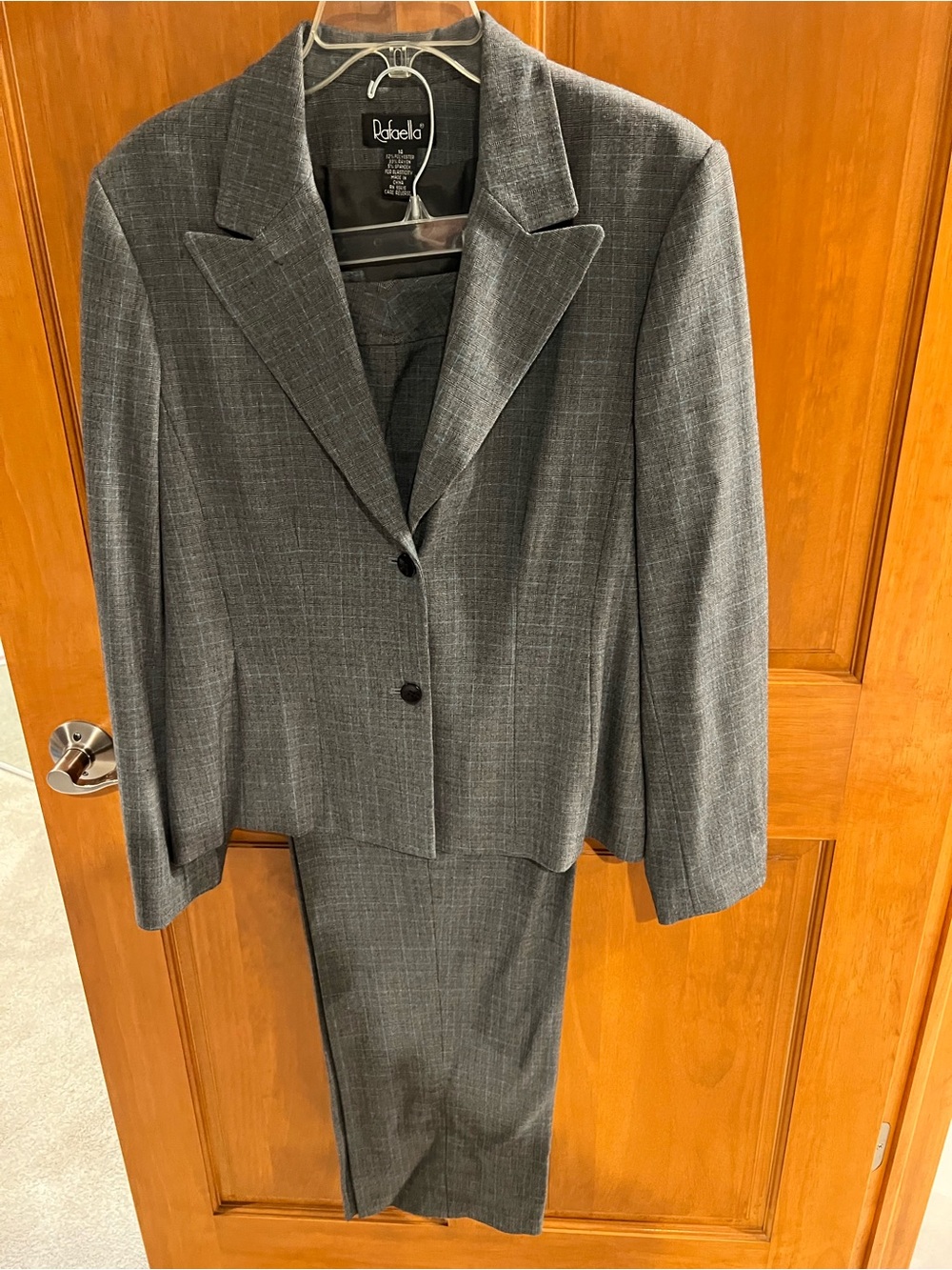 Rafaella Women's Gray Pinstripe Skirt Suit - Classic Professional Blazer & Pants